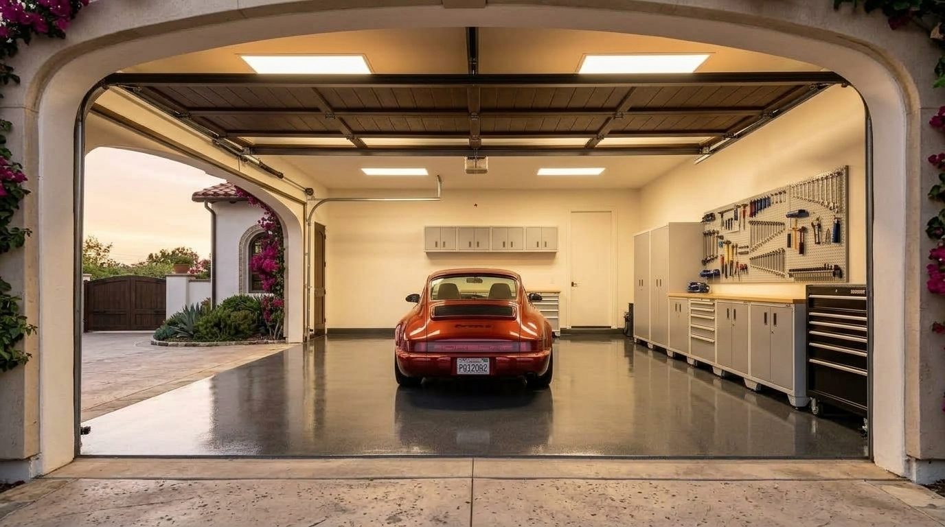 Garage Door Services Apex Nader Interior View of Custom Garage Door Overhead and Workshop
